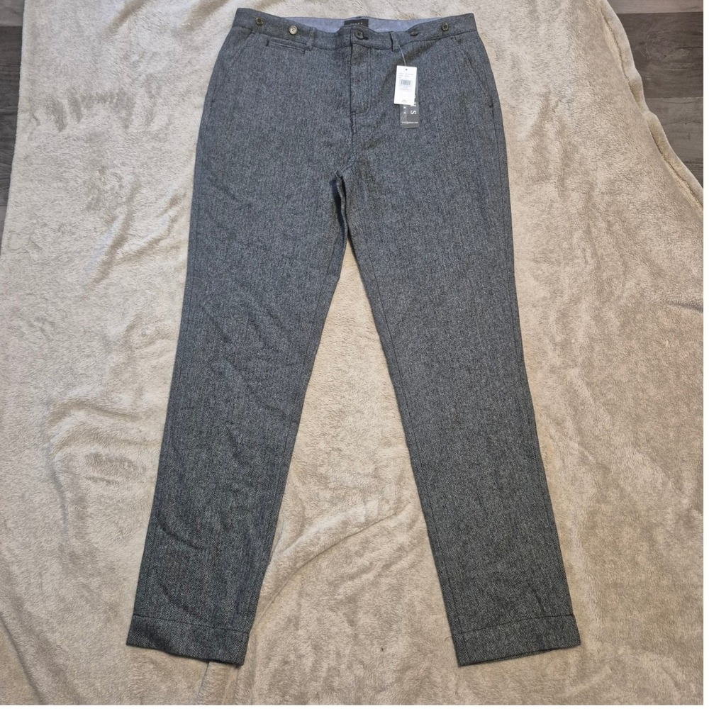 Jachs New York Mens Herringbone Wool Blend Pants Brooklyn Fit Black J16C-102-M13